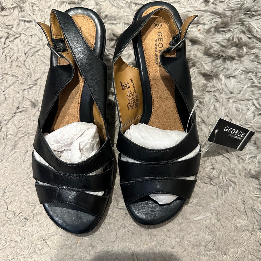 George Women's Black Strappy Sandals